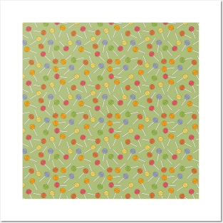 Happy Lollipop Sugar Candy Pattern - Green Posters and Art